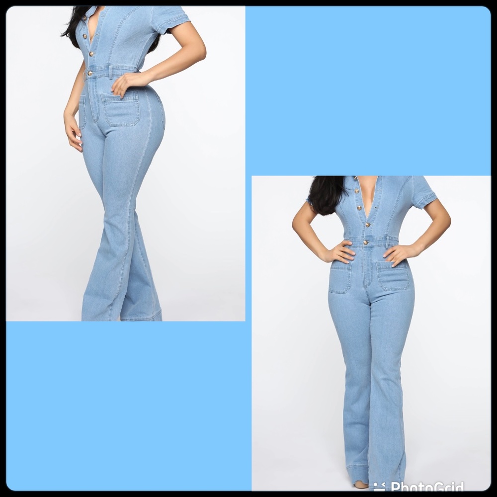 Flare Denim Jumpsuit